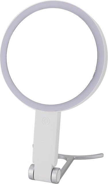 GoolRC LED Make-up Spiegel mit dimmbarer Beleuchtung und 1x/10x Vergrößerung, runder Tischkosmetikspiegel in Grau und Weiß - Bild 1