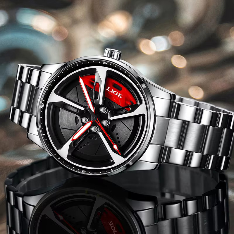 LIGE Armbanduhr Quarz, Edelstahl, Schwarz, Herren - Bild 2