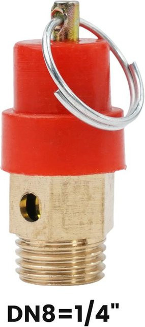 Industry Supplies Sicherheitsentlastungsventil für Luftkompressoren und Druckluftwerkzeuge aus Messing in Rot - Bild 1