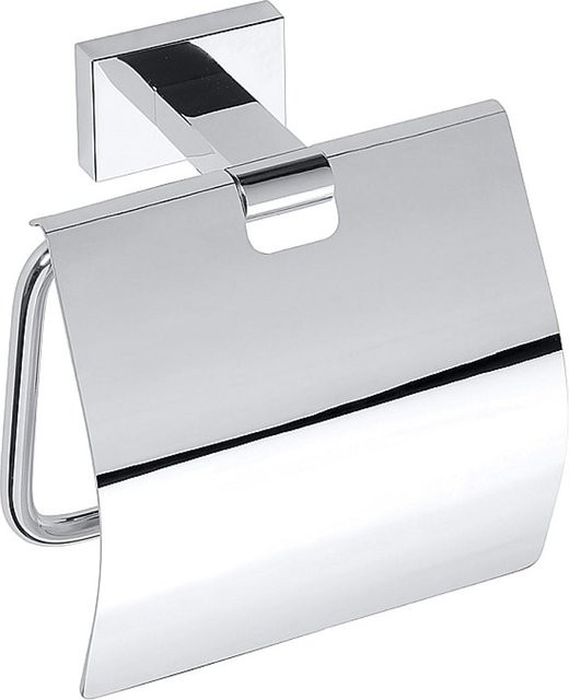 Brillantbad BASA Papierrollenhalter mit Deckel aus Messing in Chrom, Farbe Silber, B/T/H: 12,5 x 12,5 x 6,5 cm - Bild 1