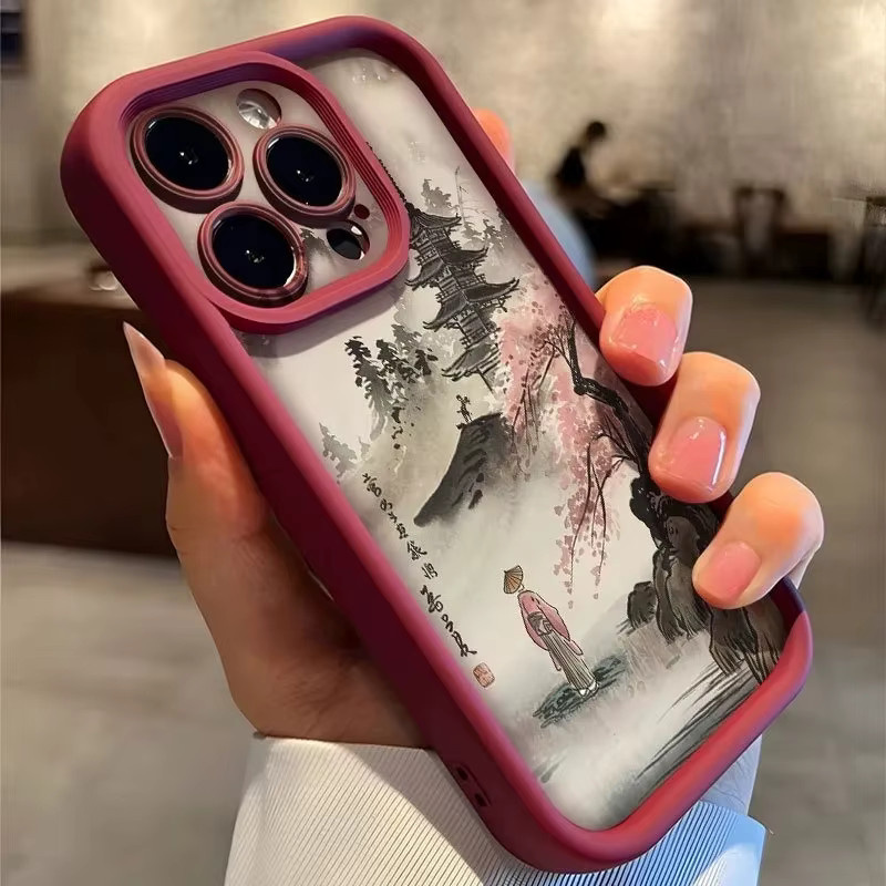 Japanische Handyhülle mit Kirschblüten und Bügel für iPhone 17 16 15 14 13 12 11 Pro Max XS X XR 7 8 Plus und Air Modelle - Bild 3