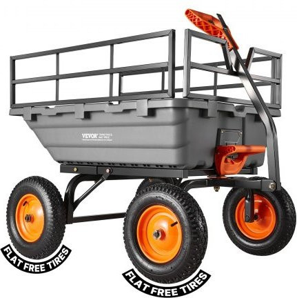 VEVOR Gartenwagen mit Kippfunktion und 2-in-1-Kippgriff, Transportwagen bis 680 kg für Pflanzen, Erde und Erntegut - Bild 1