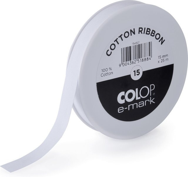 Colop e-mark Baumwollband in Weiß, 15 mm Breite, 25 lfm - Bild 1