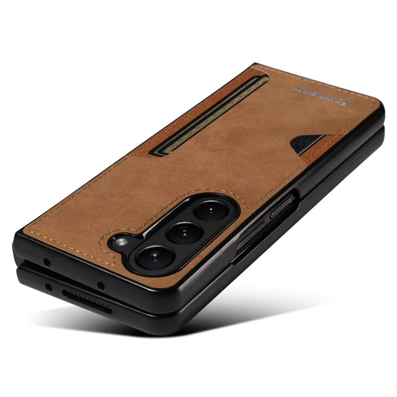 EUCAGR Luxus PU Leder Handyhülle für Samsung Galaxy Z Fold 7 6 5 4 3, stoßfest und weich, Farbe: Rot - Bild 2
