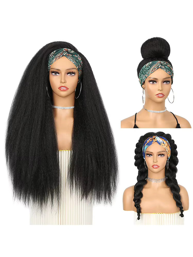 G&T Wig Stirnbandperücke, synthetisch, Yaki gerade, schwarz, Damen - Bild 5
