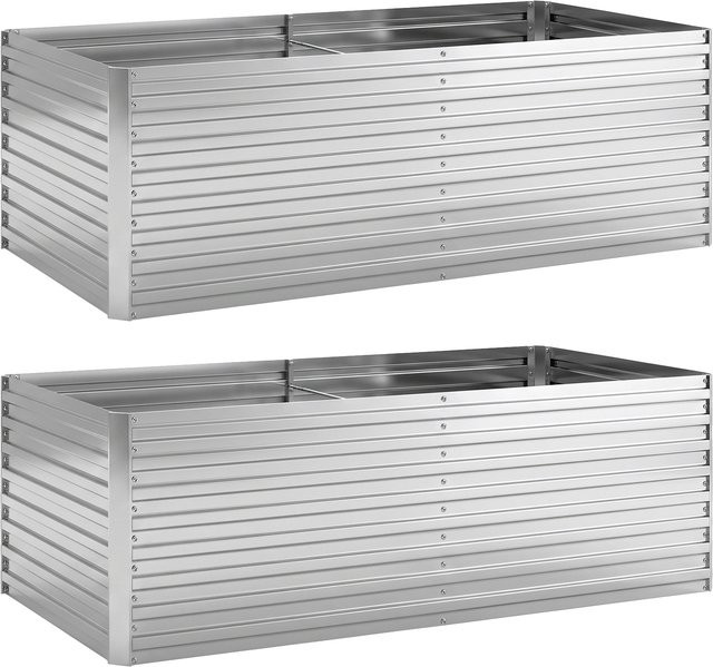 Outsunny 2er Set Hochbeet aus verzinktem Stahl in Silber, Rechteckige Pflanzbeete für Gemüse, Obst, Blumen und Kräuter, B/T/H: 180 x 90 x 60 cm - Bild 1