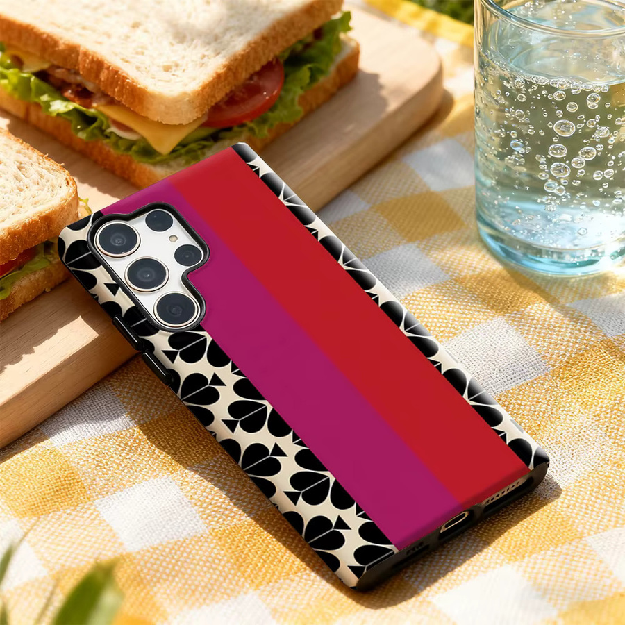 Samsung Handyhülle mit geometrischem Herz-Streifenmuster in Multicolour für Galaxy S25 Ultra, S24 und S23 Ultra Plus mit glänzender doppellagiger Rückseite - Bild 3