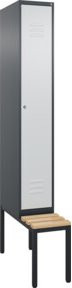 C+P Spind Classic PLUS Garderobenschrank mit Sitzbank, 1 Abteil, Anthrazit, B/T/H: 212,0 x 30,0 x 81,5 cm - Bild 1