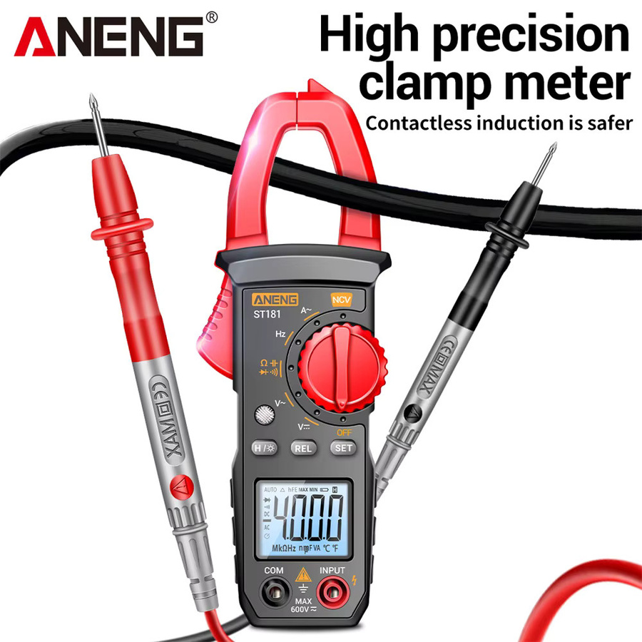 ANENG Digitales Zangenmessgerät ST181+B19 Multimeter Set in Rot mit AC Strom-Spannungs-Tester, Amperemeter, Hz, Kapazität, NCV und Ohm für Elektriker - Bild 2