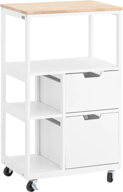SoBuy Küchenwagen FKW111-WN in Weiß mit 2 Schubladen und 3 Ablagen, B/T/H: 53 x 37 x 89 cm - Bild 1