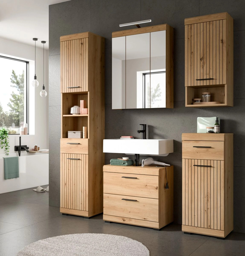 Badmöbel Set Shawn von Inn.Furn in Eiche Braun, 2-teilig, Wandmontage, Breite: 60 cm - Bild 3