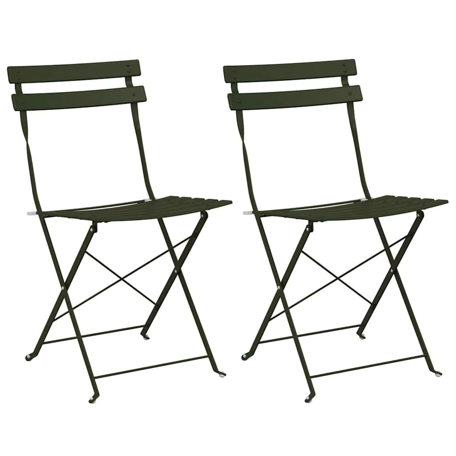 VIDAXL Klappbarer Gartenstuhl Set, 2-teilig, Grün, B/T/H: 42 x 46 x 82 cm, aus Stahl für Garten und Terrasse - Bild 2