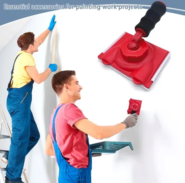 Professioneller Kantenpinsel für Wand und Decke zur präzisen Farbtrennung in Weiß und Rot - Bild 1