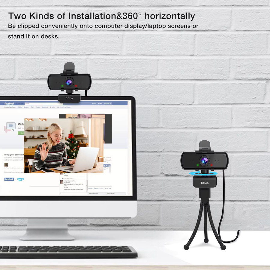 FIFINE K420 Full HD 1440p Webcam mit Mikrofon und Stativ in Schwarz für USB-Desktop und Laptop - Bild 5