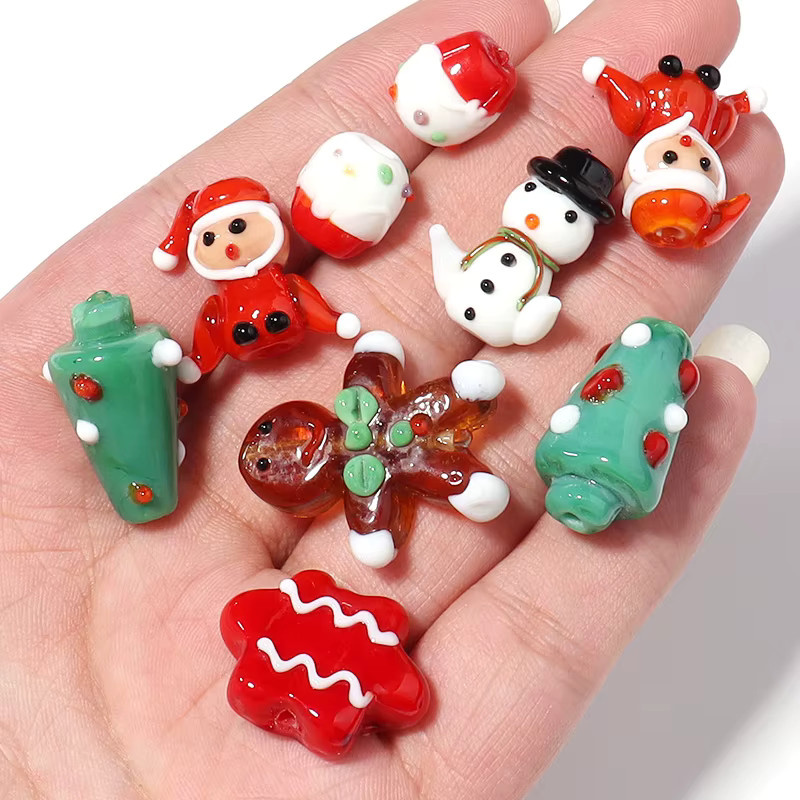 Louleur Perlen Glas, Santa Claus, Schneemann, Lebkuchen Mann, Bunt - Bild 4