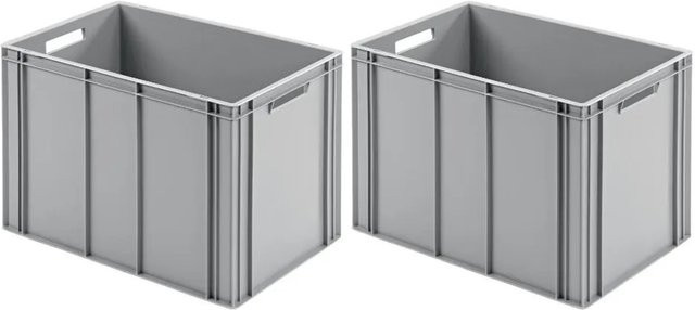 PROREGAL SuperSparSet 2x Eurobehälter mit offenem Griff in Grau, H x B x T: 42 x 40 x 60 cm, 70 Liter Transportboxen - Bild 1
