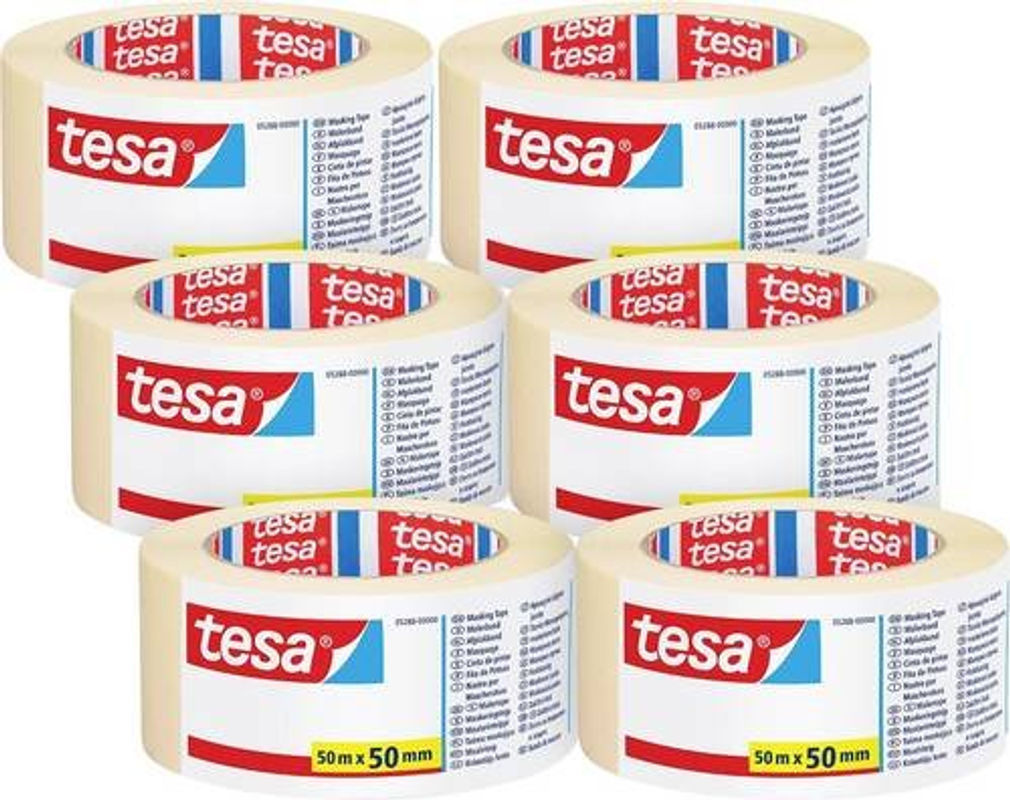 tesa Universal 05288 Malerabdeckband Transparent, 6er Pack, Breite: 50 mm, Länge: 50 m - Bild 2