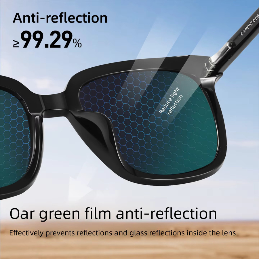CAPONI CP35709 Sonnenbrille, quadratisch, Vollrand, Schwarz, Männer - Bild 2
