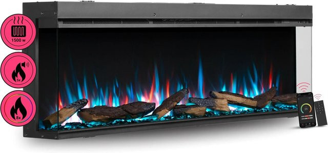 BALDERIA AH-60 Elektrokamin Einbaukamin mit 3D-Flammeneffekt und Wifi App-Steuerung in Schwarz - Bild 1