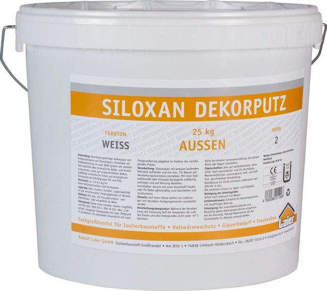 Laier Siloxan-Dekorputz auf Wasserbasis in Weiß mit einer Körnung von 2 mm, 25 kg - Bild 1