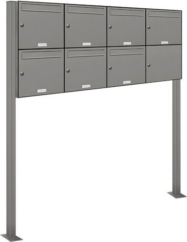 AL Briefkasten für 7 Parteien, freistehend, grau, B/H/T: 153,135 x 135,0 x 11,6 cm - Bild 1