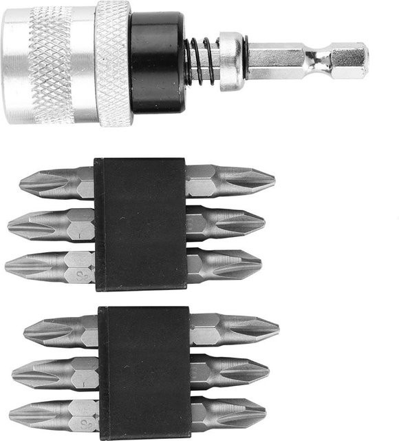 Fishine Verstellbarer Schraubentiefenbegrenzer aus Edelstahl mit 12 Kreuz-PH2-Schraubendreher-Bits in Silber - Bild 1