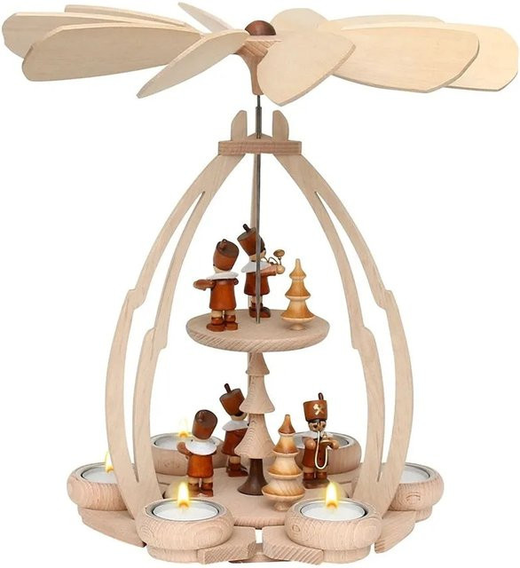 Dekohelden24 Weihnachtspyramide aus Buchenholz mit Motiv Bergleute für 6 Teelichte, B/T/H: 24 x 24 x 36 cm - Bild 1