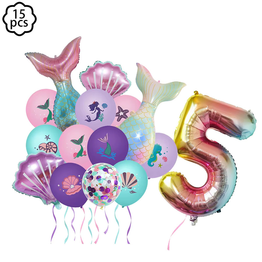 XMSJ Meerjungfrauen Party Dekorationsset mit Banner und Ballons in Mehrfarbig für Kindergeburtstage und Babypartys - Bild 2