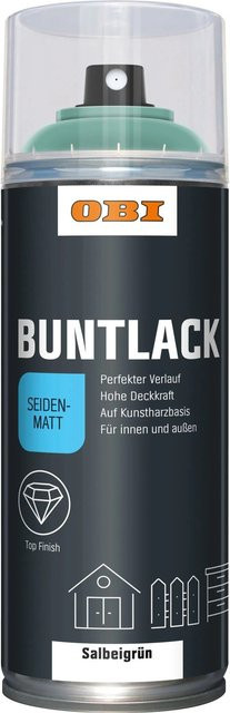 OBI Buntlack Spray Salbeigrün seidenmatt aus Synthetikharz für Holz, 400 ml - Bild 1