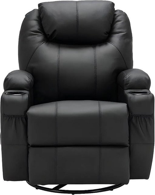 Massagesessel Silvano von Vente-unique in Schwarz mit Armlehnen aus Kunstleder, Höhe: 82 cm - Bild 1