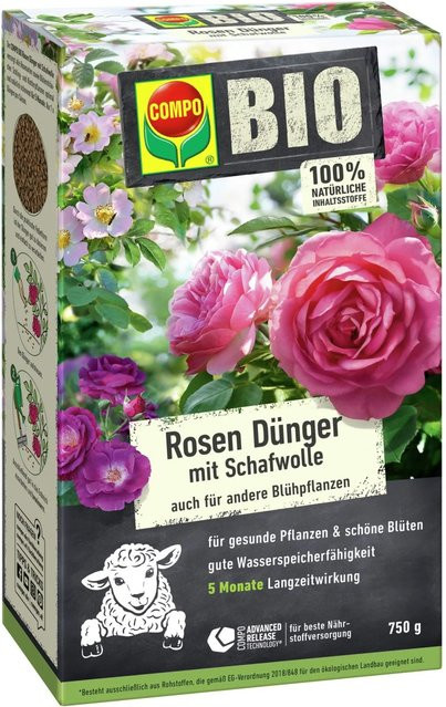 Compo Bio Rosen Langzeit-Dünger mit Schafwolle für Rosen und Blühpflanzen, 750 g - Bild 1
