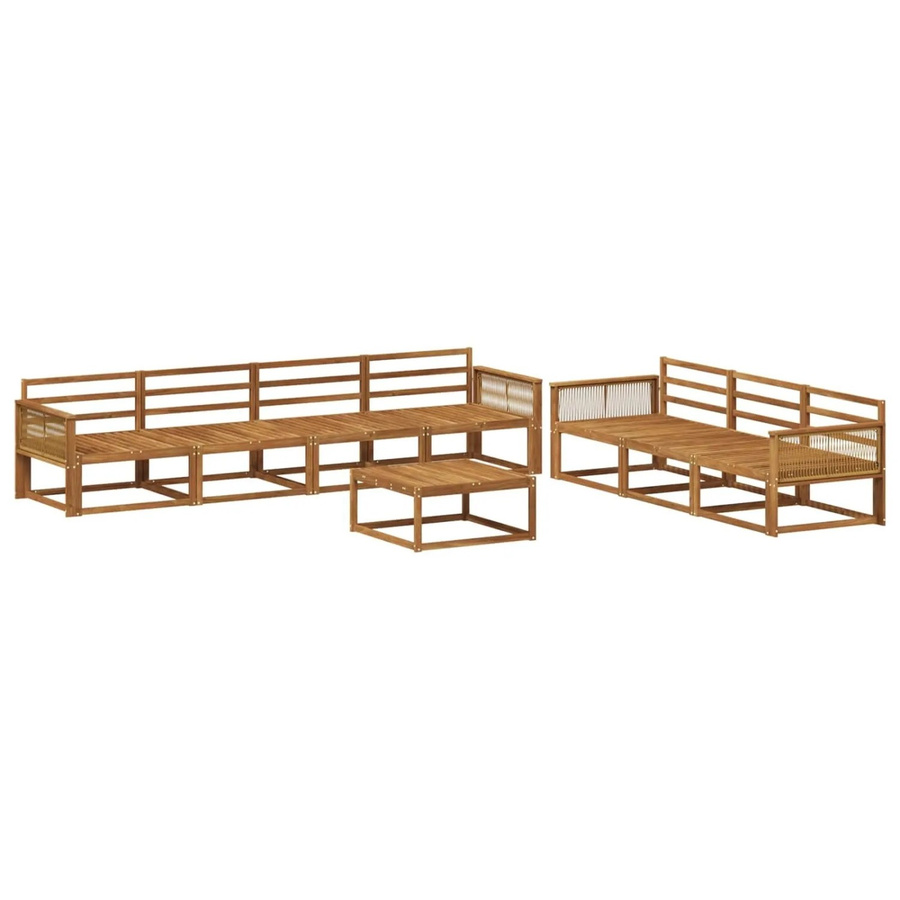 vidaXL Outdoor-Sofagarnitur aus Massivholz Akazie in Natur Braun, 8-teiliges Set mit Tisch und Sesseln - Bild 2