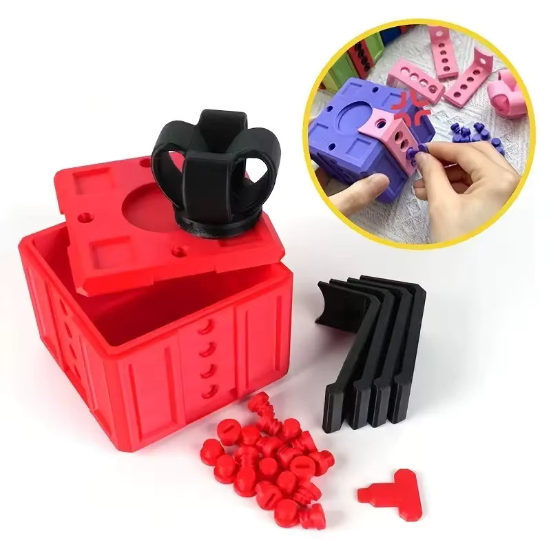 Annoying Geschenkbox mit Schrauben, 3D-gedruckte Streichbox in Blau für Erwachsene, lustige Geldpuzzlebox und kreativer Münzbehälter aus Kunststoff - Bild 2