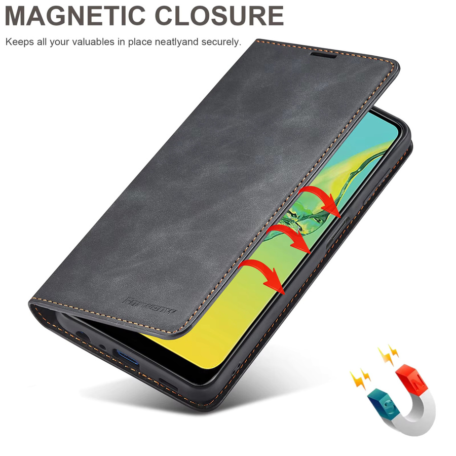 Flip-Lederhülle für Samsung Galaxy S26 S25 S24 S23 S15 A55 A54 A35 A34 A15 A14 A16 A17 A25 A36 A56 A57 in Schwarz als Brieftaschen-Schutzhülle - Bild 2