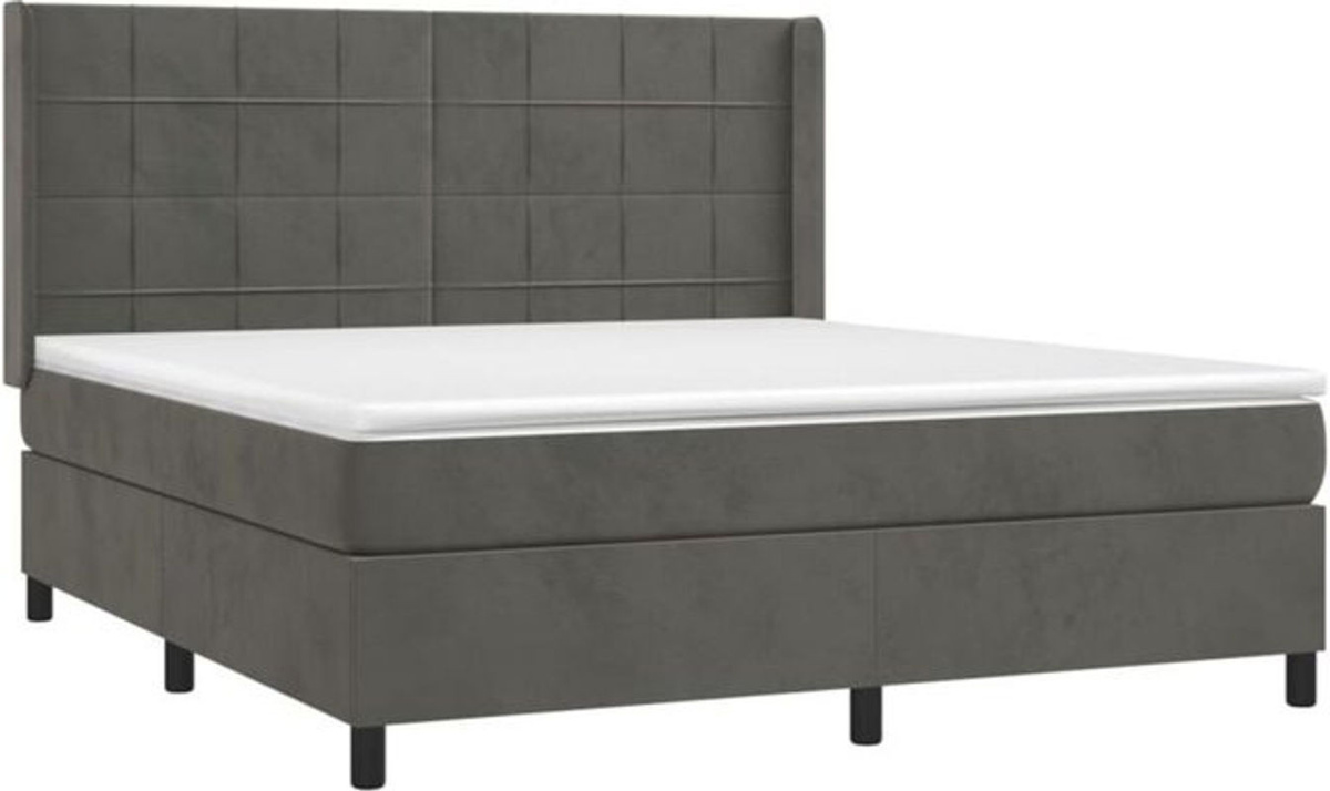 Vidaxl Boxspringbett mit Matratze aus Samt in Dunkelgrau B/T/H: 160 x 200 cm - Bild 1
