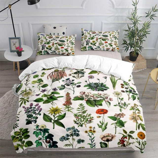 Bettwäsche-Set mit Blumen und Vögeln von JMG Household Supplies, Mikrofaser, Mehrfarbig, B/H: 140 x 210 cm - Bild 1