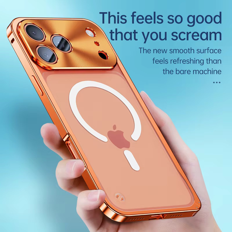 Magnetische Seepferdchen-Handyhülle für Apple iPhone 17 16 15 14 13 Pro Max mit mattiertem Metallrand in Blau und Gold - Bild 1