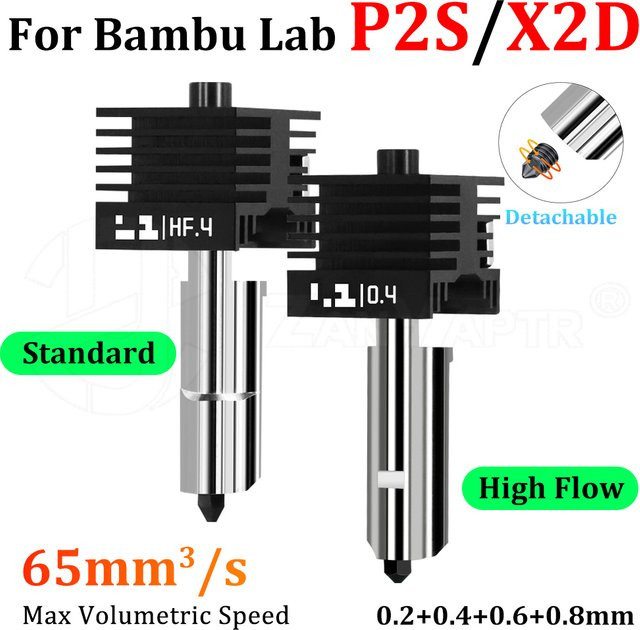 Bambu Lab X2D P2S Hotend für schnellen Druck mit abnehmbarer Düse in den Größen 0,2 mm, 0,4 mm, 0,6 mm und 0,8 mm - Bild 1
