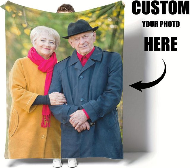 Personalisierte Flanelldecke mit Feiertagsmotiv von SRH in Multicolour, weich und maschinenwaschbar - Bild 1