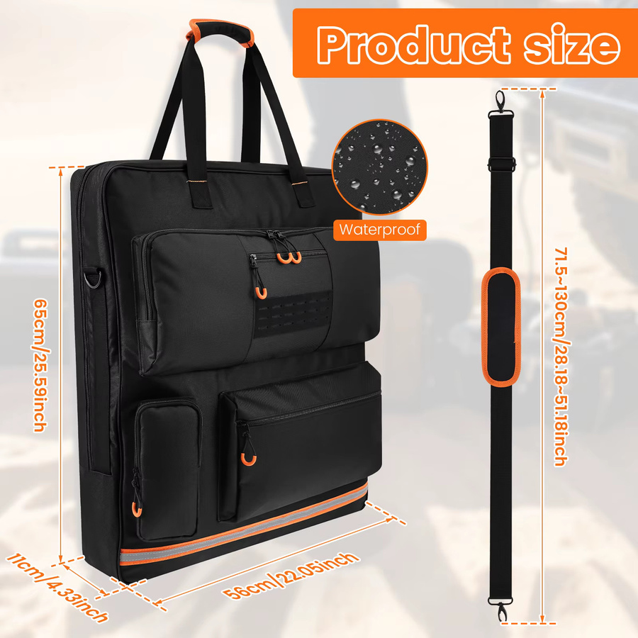 Willstar Solarpanel-Aufbewahrungstasche aus Oxford-Gewebe in Schwarz, gepolsterte Reisetasche mit mehreren Taschen, kompatibel mit 100W, 110W und 200W Solarpanels - Bild 6