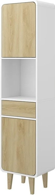 Vicco Badezimmermöbel Arla in Weiß und Eiche, B/T/H: 40 x 30 x 161 cm - Bild 1