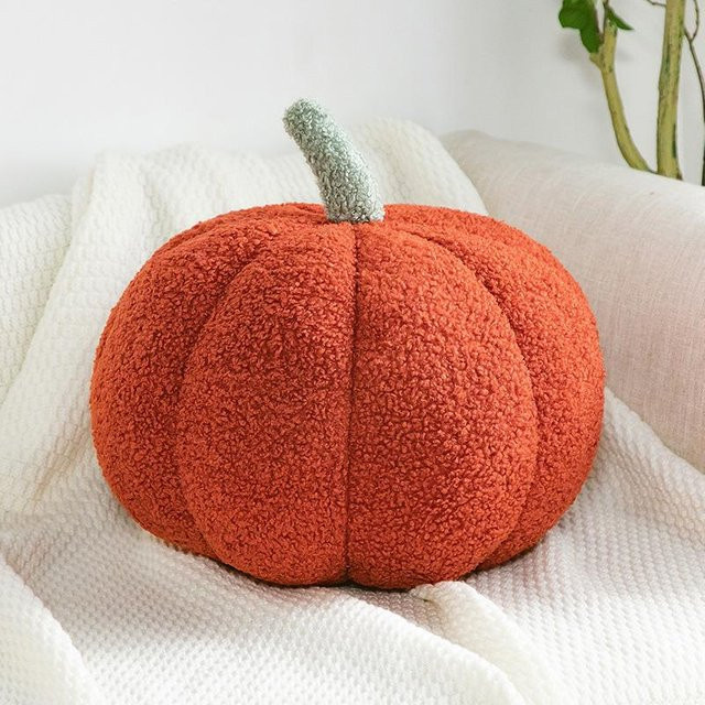 Kürbisförmiges Plüschkissen in Orange im nordischen Stil für Sofa und Bett, Höhe: 20 cm - Bild 1