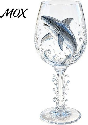 Moxia Küsten-Wohnkultur Meeresleben Weinglas aus Borosilikatglas in Blau und Transparent mit 3D Ozean-Design für Cocktails und Eiskaffee - Bild 1