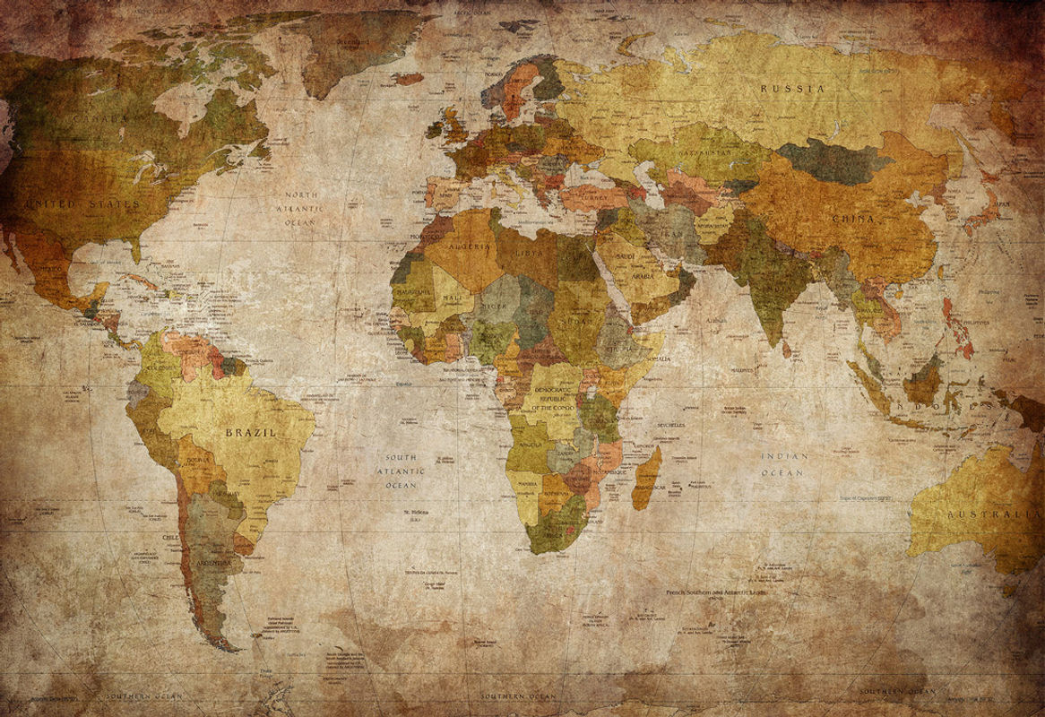 Rebel Walls Mural World Map Classic Wandtattoo in Beige und Gelb - Bild 2