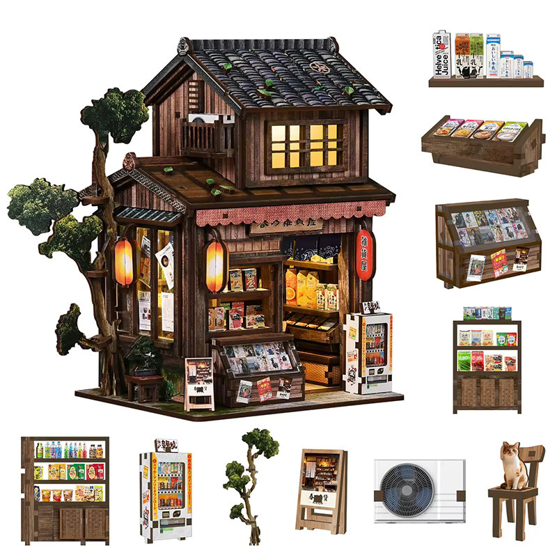 Battoom 3D-Puzzle DIY Holz-Buchnische Miniatur-Bausatz als Puppenhaus und Bücherregal für Erwachsene in Multicolor - Bild 5