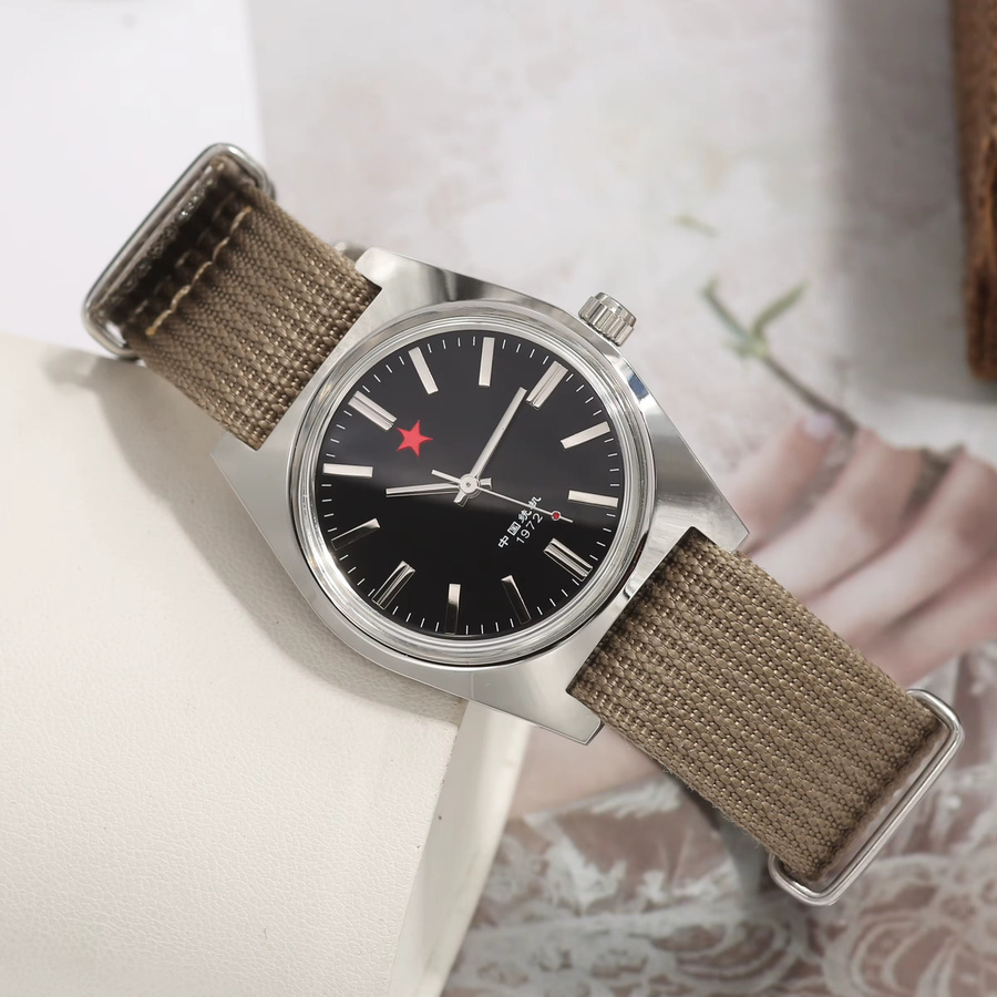 HEIMDALLR Armbanduhr, Handaufzug, Edelstahl, Textil/NATO, Schwarz, Herren - Bild 2