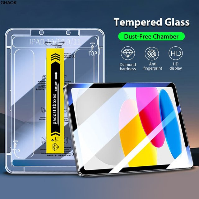 Apple Displayschutzfolie aus gehärtetem Glas für iPad Air 11 und 13 M4, iPad Pro 12,9 und 13, iPad Mini 6 und 7 sowie iPad 7, 8, 9 und 10 Generation, transparent - Bild 1