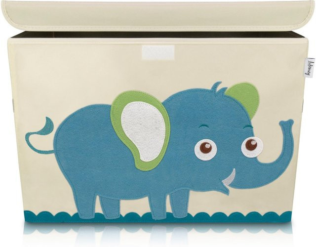 Lifeney Aufbewahrungsbox mit Deckel Elefant Stoff groß B: 51 cm, T: 36 cm, H: 36 cm - Bild 1
