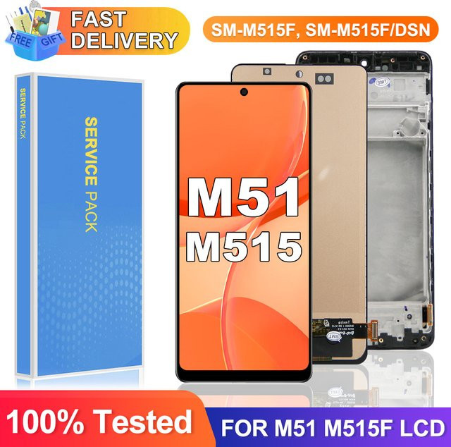 Samsung Galaxy M51 M515 M515F TFT M51 Display mit Rahmen in Schwarz als LCD Touch Screen Ersatz - Bild 1