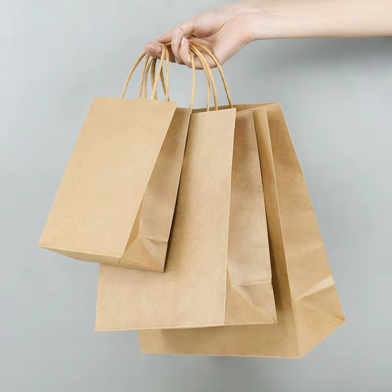 5 Stück Kraftpapier-Geschenktüten von CYZIWEIN in Braun mit gedrehten Griffen für Hochzeit und Party - Bild 2